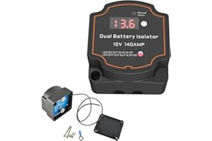 Heart Horse Split Charge Relay 12V 140 Amp Smart Dual Battery Isolator Manual/Auto Modes VSR-Voltage Sensitive Relay,with LED Screen Voltage Display, Fit for ATV, UTV, Boat, RV,Camper Vehicle