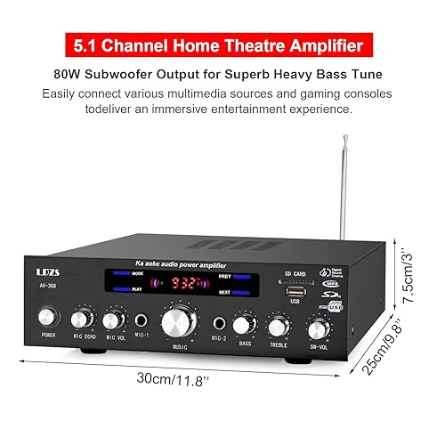 Facmogu AV-388 250W Channel Home Audio Amplifier with