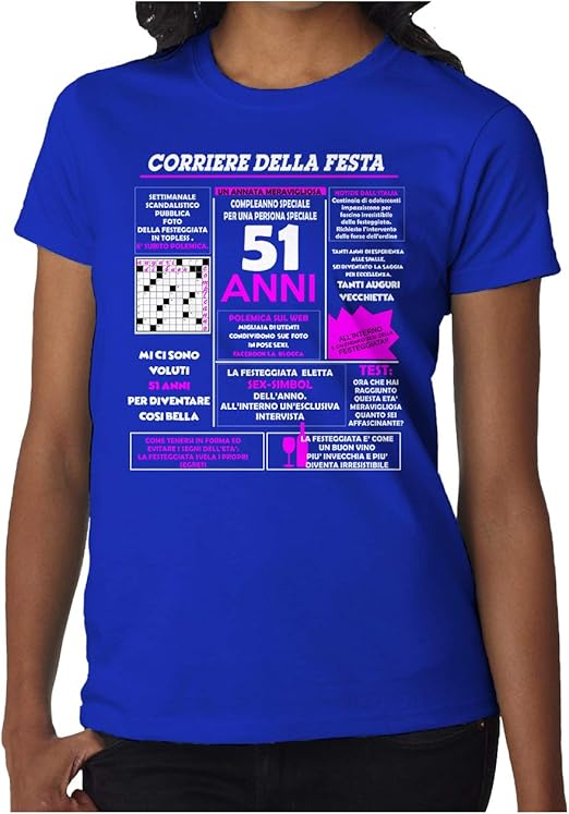 Bubbleshirt Tshirt Compleanno Donna Corriere Della Festa 51 Anni Evento Idea Regalo Amazon It Abbigliamento