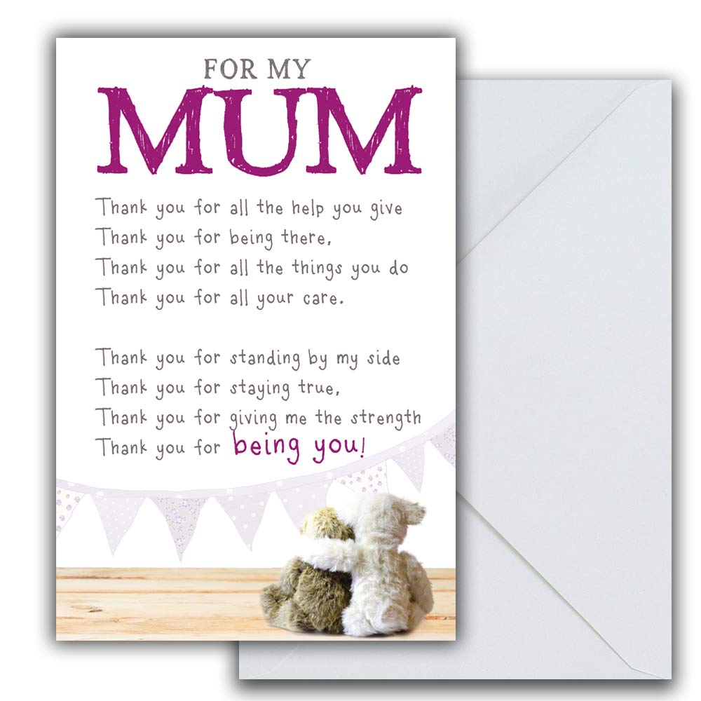 Mum Birthday Card, Kind Words Birthday Card For Mum, For My Mum Greeting Card, Thankyou, Mum, Greetings Card, Mum Birthday Cards, Snuggly Bumpkins 165 x 240 mm