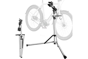 LYASILYHS Bike Repair Stand Max 110lbs, Portable Bike Work Stand with Repair Tool Kit, Bicycle Stand Rack for Mechanic Maintenance - Pro Aluminum Foldable Workstand with 360° Rotating Clamp & Tool Tray, Ideal for E-Bike, MTB, Folding Bike and Road Bike