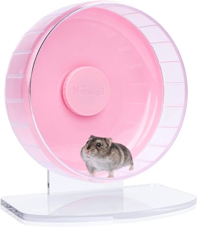 Niteangel Super Silent Hamster Wheel 8.5 Inch Pink Adjustable Stand