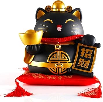 Amazon Co Jp ホームアクセサリー招き猫装飾 招き猫像 幸運と幸運の黒9インチの招き猫 スポーツ アウトドア