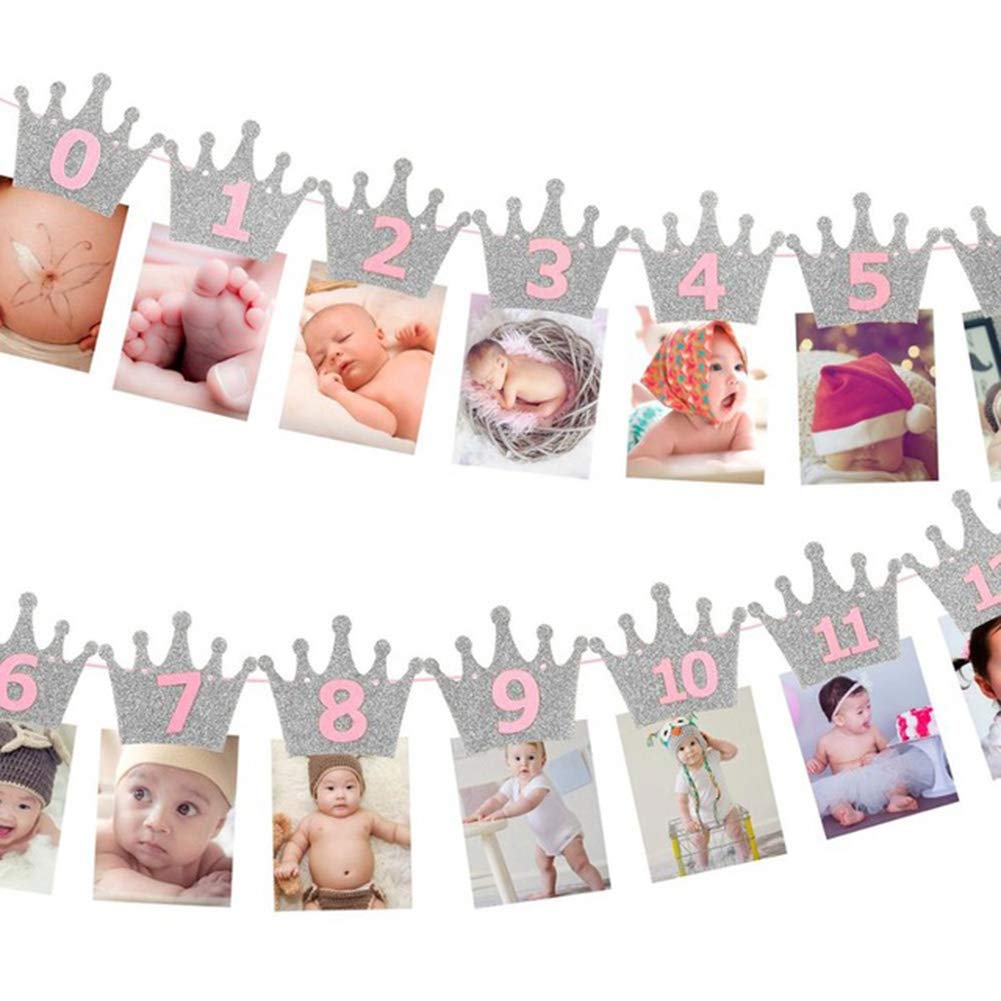 Decorations Decorations Et Accessoires De Fetes Epf Lk Couronne A Paillettes Guirlande Gohigher Pour 1er Mois Pour Photo De Bebe Pour Fete Danniversaire De 1 A 12 Mois 2