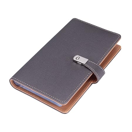 Visitenkartenmappe Visitenkartenbuch Leder mit Metallverschluss für Unternehmer Büro (240 cell-Grau)