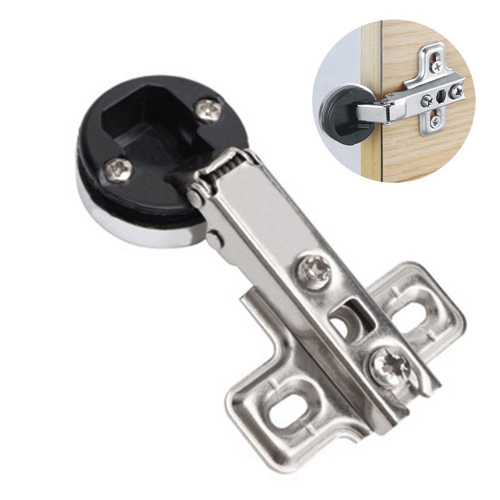 Glass Door Hinges, 2 Pcs Cabinet Door Hinges Solf Close Hinge Invisible Furniture Hinges Match with 26mm Cup Screws(2Pcs Straight Arm)