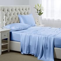 Lanest Housing Silk Satin Sheets, Queen Size Satin Bed Sheet Set with Deep Pockets, Cooling Soft and Hypoallergenic Satin She