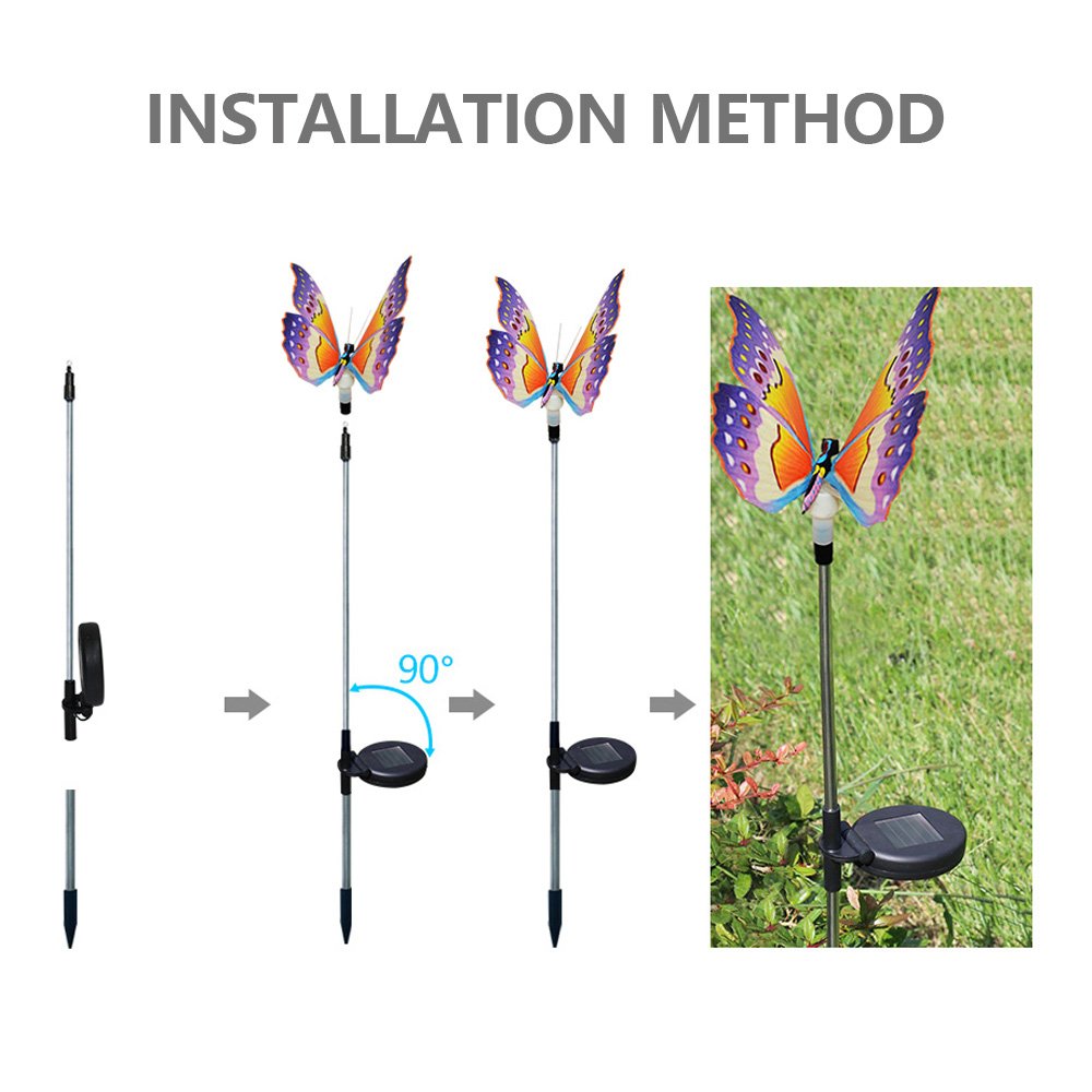 SOLARMKS Garden Decorative Solar Lights Outdoor Butterfly Stake Lights, Multi-Color Changing LED Fairy Garden Decorative Lights,3 Pack Fiber Optic Solar Butterfly Lights for Garden, Patio, Backyard
