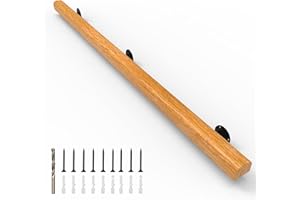 YEOOE 7FT Wood Stair Handrails Wall Mount, Hand Railings for Stairs Indoor Outdoor, Non-Slip Staircase Handrail for Corridor, Lofts, Patio, Kindergarten Guardrail (Size: 7ft)