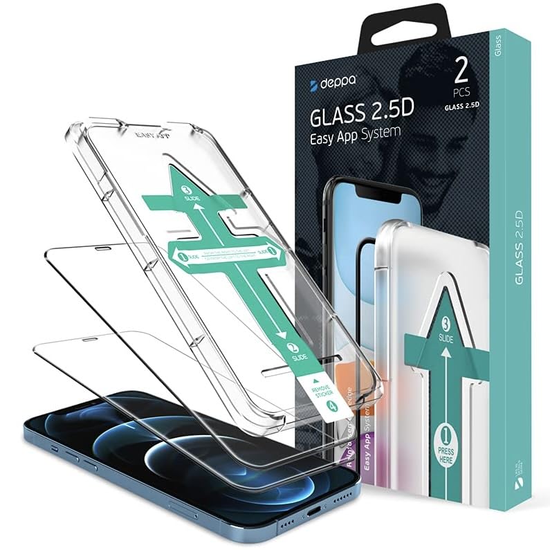 Deppa (2 Pack Premium Iphone 12/12 Pro Screen Protector Tempered Glass | 9H Hardness | Scratch Resistant | Anti-Fingerprints | Bubble-free | 3D Full Edge to Edge | Easy Installation |