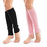 Ezymivs 2Pairs Leg Warmers for Women Girls Ribbed Knit, Fashion Knits Warm Leg Warmers
