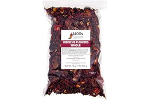 1lb Dried Whole Hibiscus Flowers and Petals, Flor de Jamaica perfect for Tea and Mexican Agua Fresca by 1400s Spices