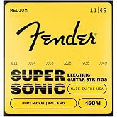 Fender Original 150 Electric Guitar Strings, Pure Nickel Wound, Ball End, 150M .011-.049
