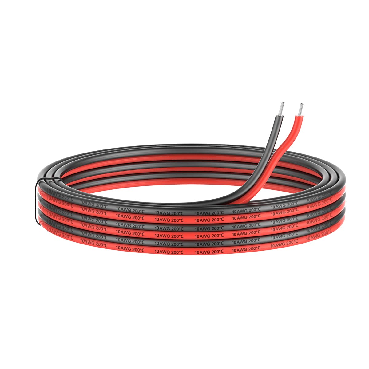 10awg 5.3mm² Silicone Electrical Wire 2 Cores silicone wire 10Meters [Black 5m Red 5m] 10 Gauge Soft and Flexible Hook Up oxygen free Strands Tinned copper wire
