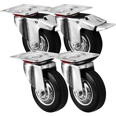 4 Stück Transportrollen lenkbar 100mm Gummibereifung Lenk/FS