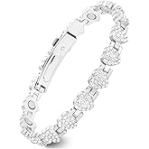 Jecanori Pure Copper Bracelets for Women,Effective Magnetic Bracelets with Sparkling Rhinestones, Adjustable Copper Jewelry Gift