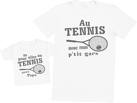 Zarlivia Clothing Ne Pour Aller Au Tennis Avec Papa Creez Votre Ensemble Coffret Cadeau Articles Assortis Papa Bebe T Shirt Homme T Shirt Bebe Vendus Separement Amazon Fr Vetements Et Accessoires