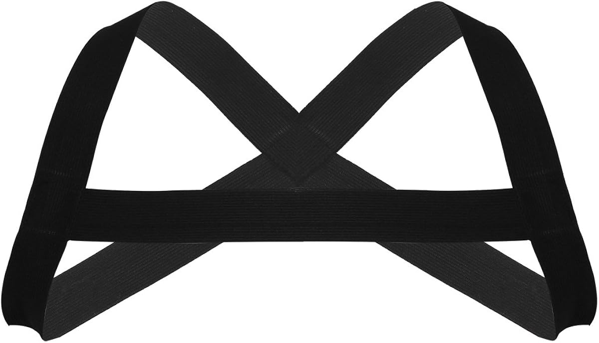 CHICTRY Men's Strong Nylon Shoulder Support Brace Body Chest Costumes (X Shape Black)