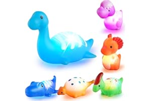 VIBOYLAR Bath Toys for Toddlers 1-3: 6 Packs Light-Up Floating Dinosaur Baby Toddler Bath Toys Set for Boys Kids Birthday Easter Christmas - Water Bathtub Shower Pool Bath Toy for Children Preschool
