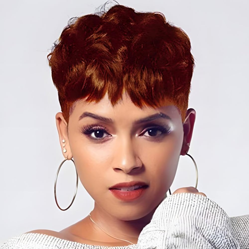 BeiSD Short Pixie Cut Hair Wig Natural Synthetic Wigs For Black/White Women Heat Resistant Wig Natural Hair Women's Fashion Wig (350#)