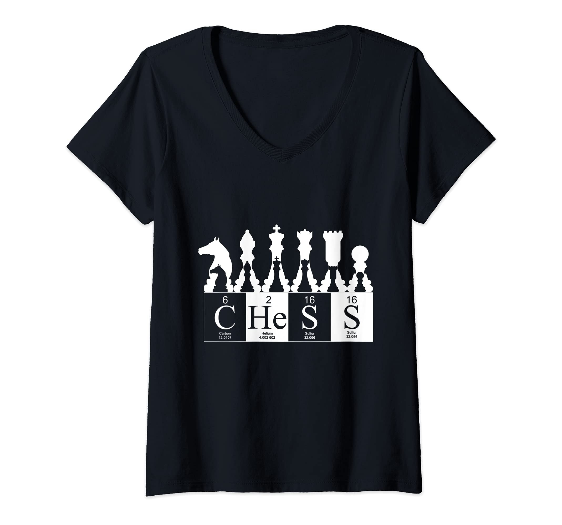 Womens Chess set periodic table elements V-Neck T-Shirt