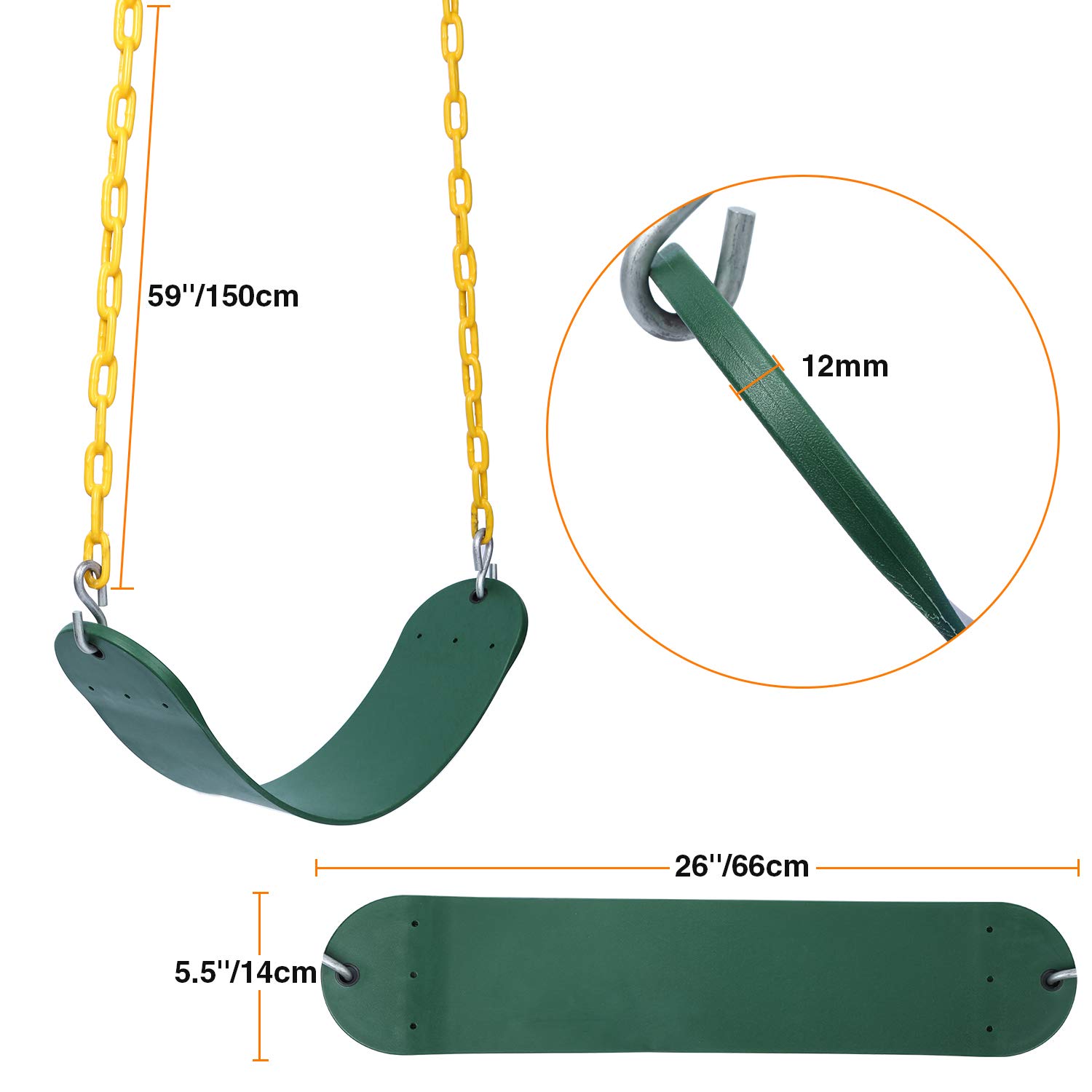 RedSwing High Back Full Bucket Swing with Heavy Duty Swing Seat Combo Pack (Triangle and Chain Dip), Tree Straps Included