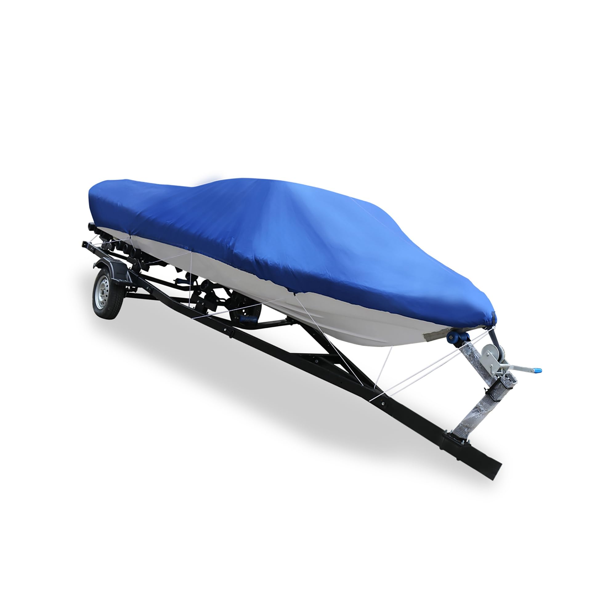 Hihaha 16-18ft 210D Trailerable Boat Cover Fishing Ski Bass Speedboat Blue Durable Material