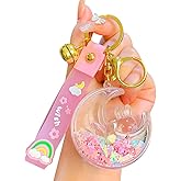 HSYHERE Women Girls Beautiful Creative Sleeping on Moon Rabbit Moving Sand Keychain Flowing Sand Pendant Metal Key Ring