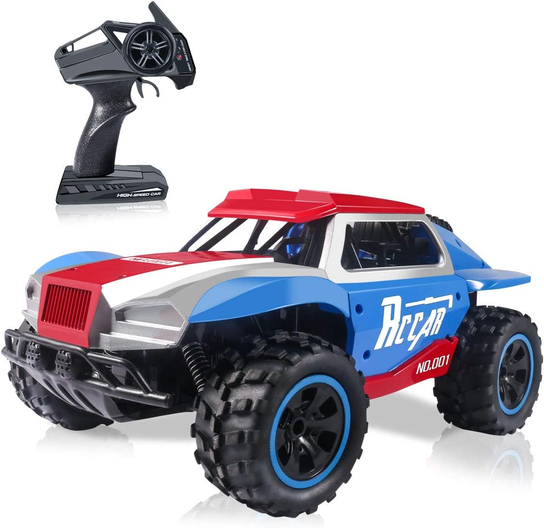 RC Cars, 1/18 2.4Ghz Radio Remote Control 4 Wheel High Terrain Speed Off Rechargeable Batteries Remote Control Truck Dune Buggy Car Boy Toys, Kids Toys for 3 4 5 6 7 8 9 10 Years Old