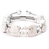 HASKARE Protection Crystals Mens Beads Bracelet, Unique Stone Crystal for Men Howlite Beaded Bracelets, Premium Handmade Bracelet Natural Crystal Jewelry for Men Gifts for Christmas Fathers Day