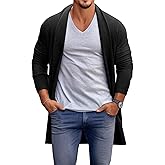 Runcati Mens Long Cardigan Sweater Casual Ruffle Shawl Collar Open Front Cardigan Knit Drape Cape Winter Sweaters