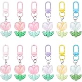 UNICRAFTALE 12Pcs 6 Colors Resin Tulip Keychain Decorations Spring Flower Keychains Sweet Backpack Accessories Cute Keychain Charms for Women's Bags Purse Decor