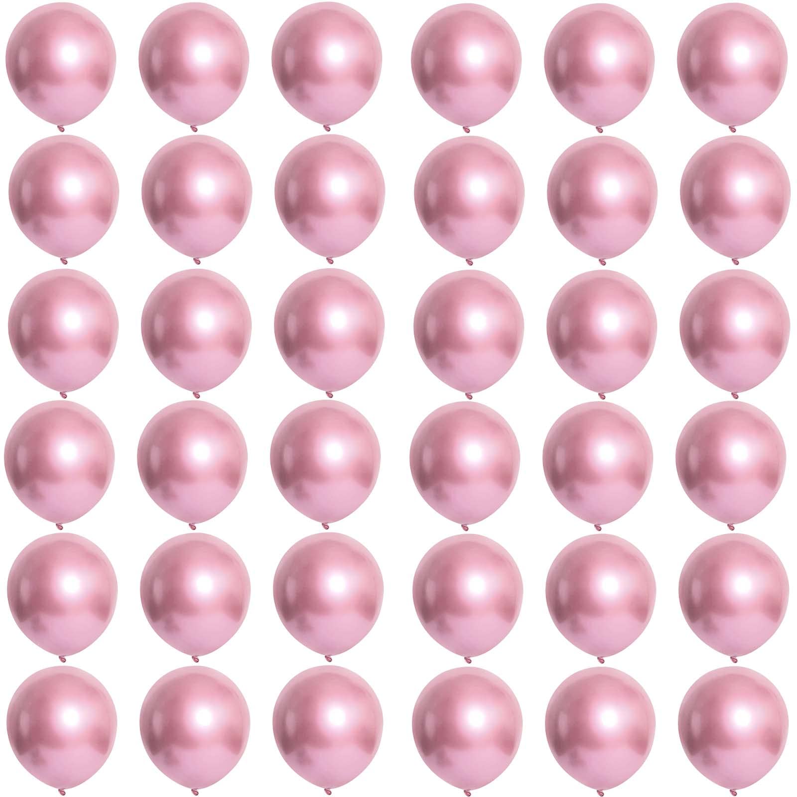 Pale Pink Chrome Balloons,Metallic Pink Balloons 12 inch,36 Pcs Thick Natural Latex Balloon Adults Birthday Party Balloon HeliumBalloons Decors for Adults Wedding, Graduation, Retirement Party