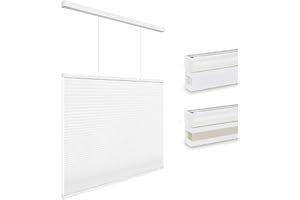 Changshade Light Filtering Cellular Shades Cordless, Top Down Bottom Up Blinds for Windows, 1.5" Single Cell Pleated Honeycomb Window Shades for Bedroom, Child Room,34" Width x72 Height,White