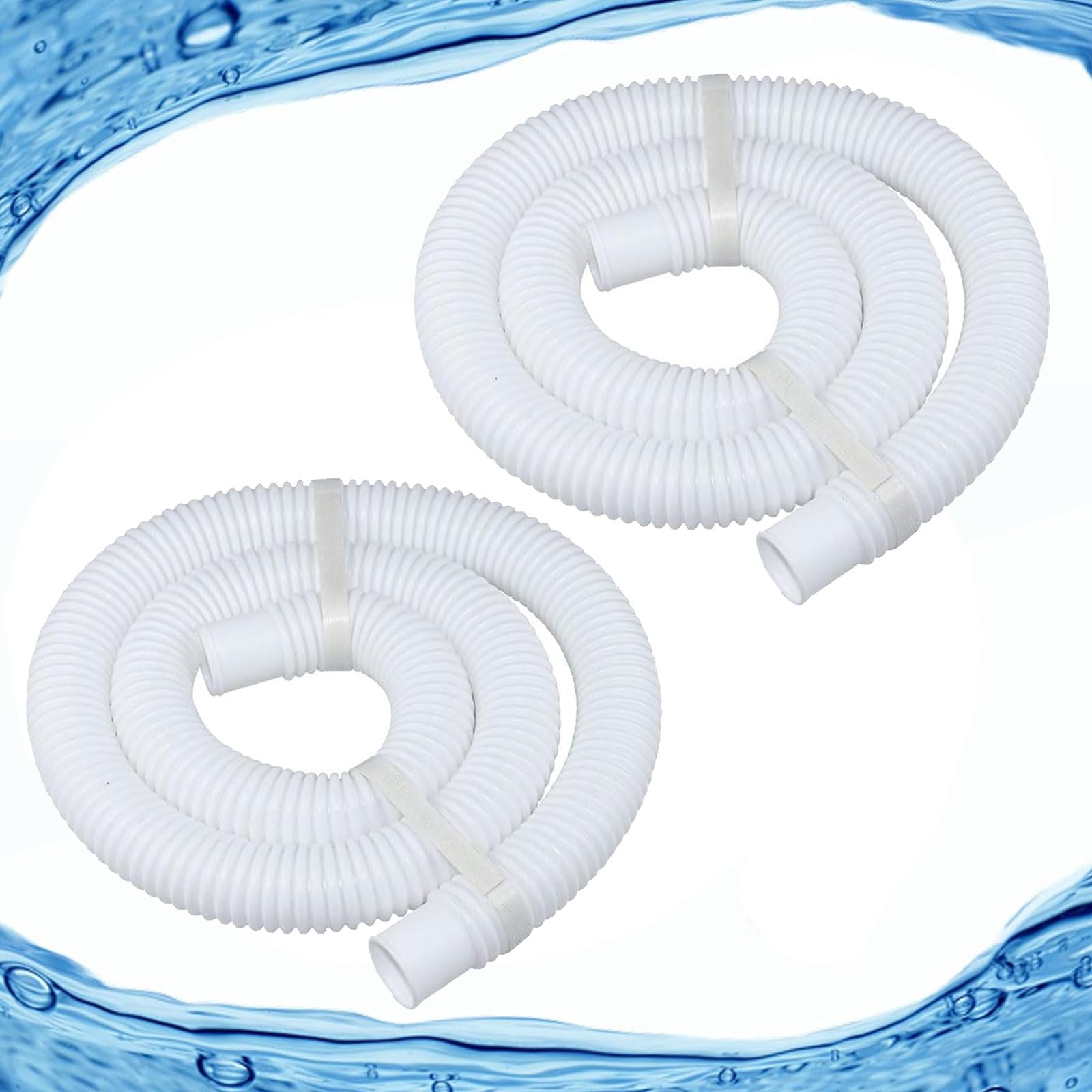 Photo 1 of 1-1/4 Inch x 3ft Above Ground Pools Replacement Hose for Pump 330 GPH, 530 GPH, and 1,000 GPH Compatible with Intex Coleman Summer Waves Pool Skimmer (White 1-1/4“by 3ft-2 Pack)