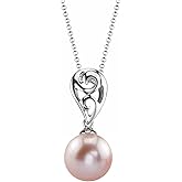 The Pearl Source 14K Gold Round Pink Freshwater Cultured Pearl Andrea Pendant Necklace for Women