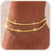 uniqtrue Chunky Cuban Link Ankle Bracelets for Women Waterproof, 14K Gold/Silver Plated Anklets Cubic Zirconia Adjustable Thick Dainty Chain Trendy Beach Summer Fashion Jewelry Gift