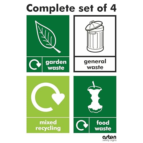 Recycling bin Sign / Sticker pack Self adhesive vinyl Pack of 6
