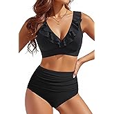 Tempt Me Women High Waisted Bikini Sets - Two Piece Tummy Control Swimsuits 2025 Ruffle Bathing Suit