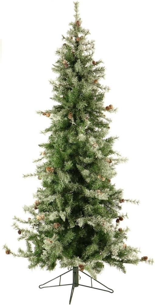 Trees - Fraser Hill Farm 7.5-Foot Pre-Lit Buffalo Fir Green Slim Artificial Christmas Tree, Smart Lights, FFBF075-3SN