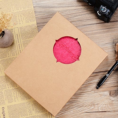 Scrapbook Photo Album,ZEEYUAN Photo Album"Violin Girl"Vintage Leather DIY Scrapbook Album Memory Book Wedding Guestbook,Present for Christmas Birthday Anniversary Gift for Girl Women (Pink, S)