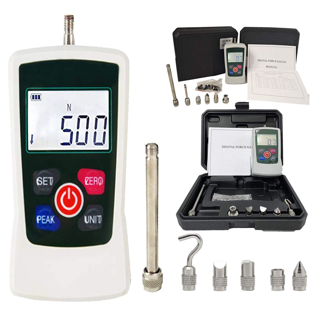 Medidor de fuerza digital Push Pull Gauge Tester Con 500N 50Kgf 110Lbf Medidor de fuerza digital Push Pull Gauge Tester Con 500N 50Kgf 110Lbf