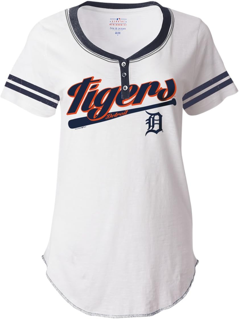 Detroit Tigers Women's White Scoop Neck Script Tshirt XX