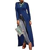 Sexyshine Women's Asymmetric Hem Solid Long Sleeve Loose Casual Pullover Hoodies Sweatshirts Maxi Dress Tunic Tops S-4XL