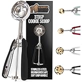GORILLA GRIP BPA-Free 304 Stainless Steel Cookie Scoop, 3 TBSP Scooper #20, Soft Grip Handle, Easy Food Release, Create Even 
