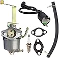 DFuerdivn 60338 Carburetor Ignition Coil Spark Plug kit for Harbor Freight Chicago Electric Storm CAT 60338 66619 69381 63cc 2HP Generator 700 800 900 Watts