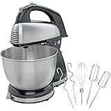 Hamilton Beach Classic Hand and Stand Mixer, 4 Quarts, 6 Speeds with QuickBurst, 290 Watts, Bowl Rest, Black and Stainless (6