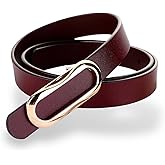 Women's Leather Belts Durable Waist Belt Oval Solid Gold Buckle Width 0.80" Waistband For Pants, Jeans
