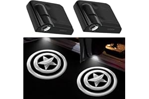 FURFUR 2Pcs fit for Captain America Car Door Lights Logo Projector, Wireless Led Shadow Ghost Light for Captain America Fans, Universal Fits to Most Cars/Trucks/SUVs