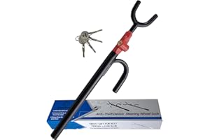 DODOMES Steering Wheel Lock Anti-Theft car Device Car Wheel Locks Heavy Duty Vehicle Security Steering Wheel Lock for Truck Car Vehicles Van Lorry SUV with 4 Keys, Elongated Length BlackRed